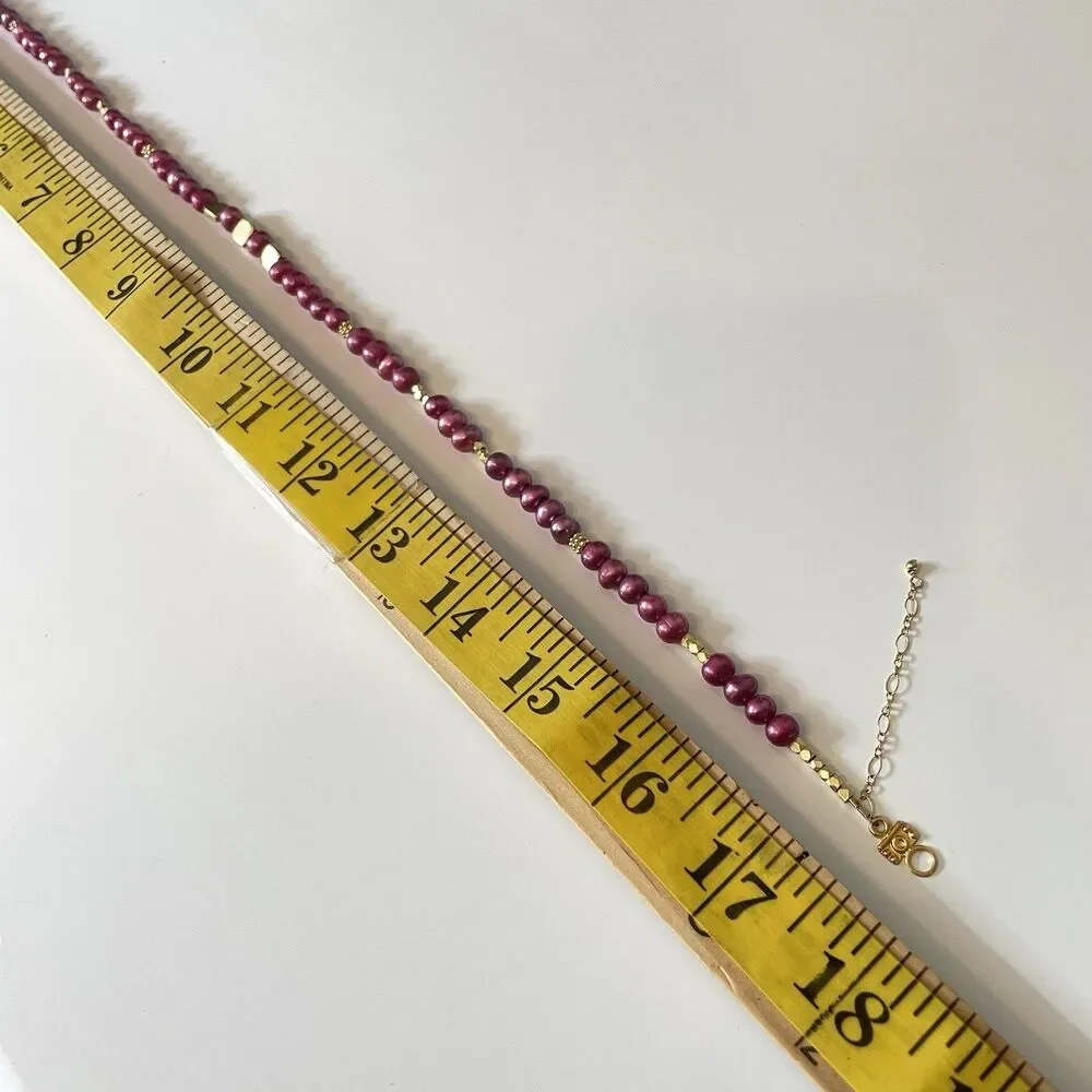 Pink Freshwater Pearl Beaded Gold Tone Necklace Boho Hook Closure Statement